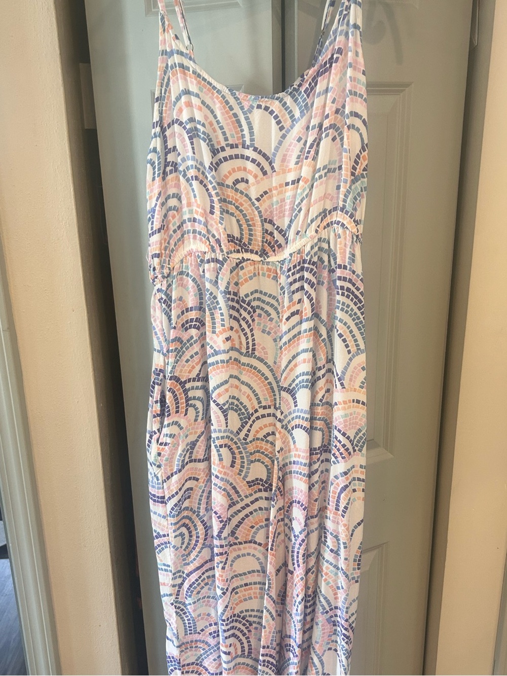 Pastel Mosaic Maxi Sundress/Romper in Blue, Pink & White